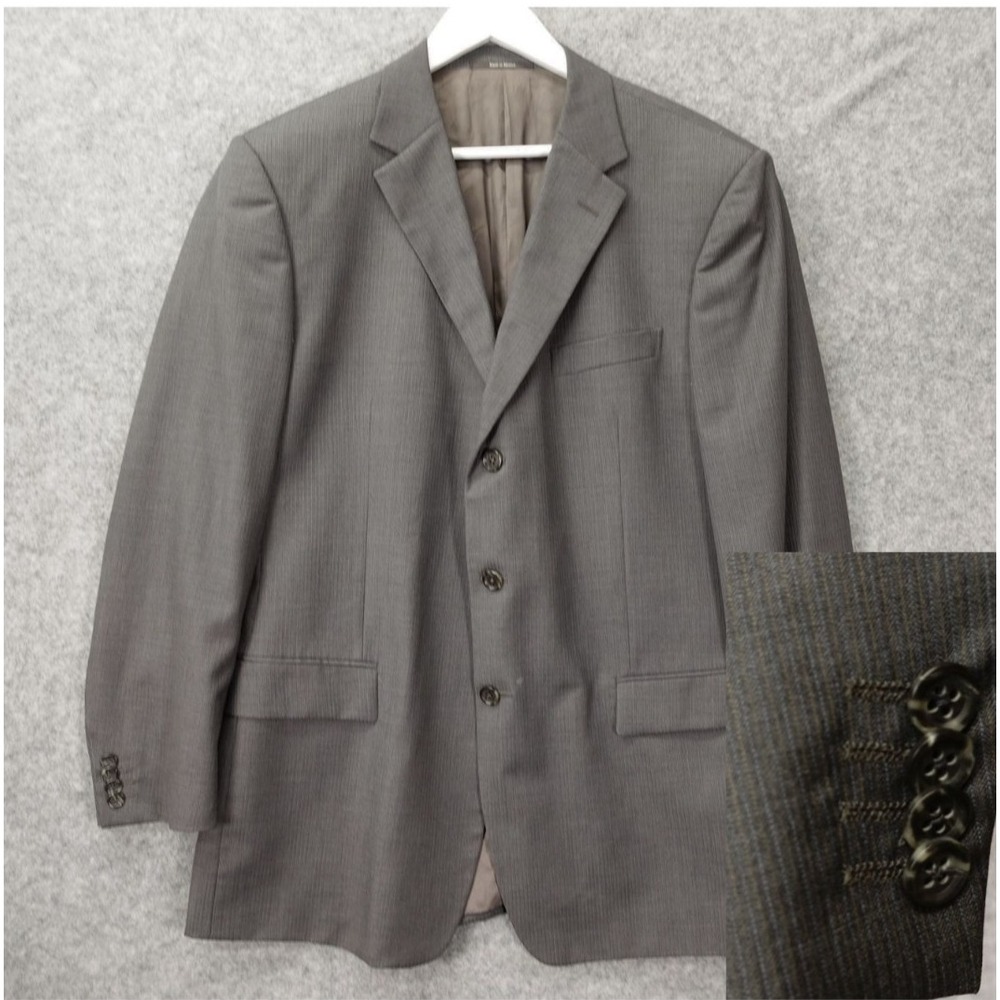 Ermenegildo Zegna Chalk Stripe Sport Coat Mens 42L Gray Blazer GRITTI Italian 52